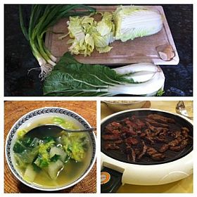 Sesame Beef with Chinese Cabbage Soup