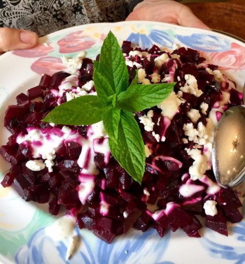 Roasted Beets With Goat Cheese and Yogurt Dressing – By Priya Khanna